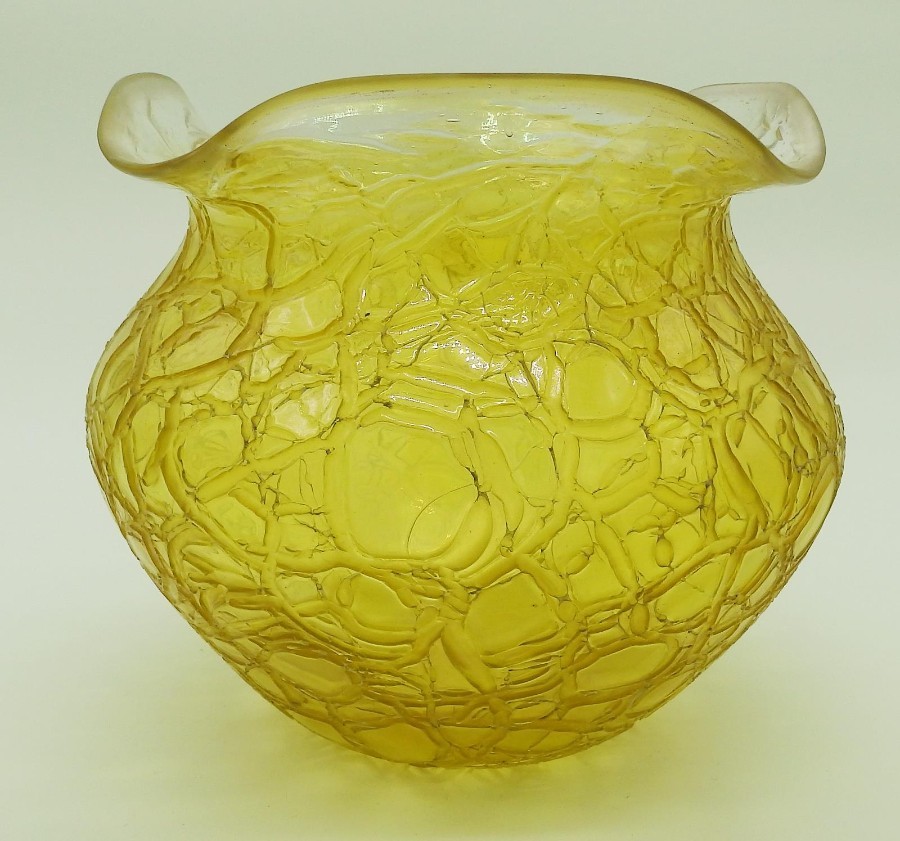 Art Nouveau Art Glass large Loetz Kralik similar carved Vase C.1900-20
