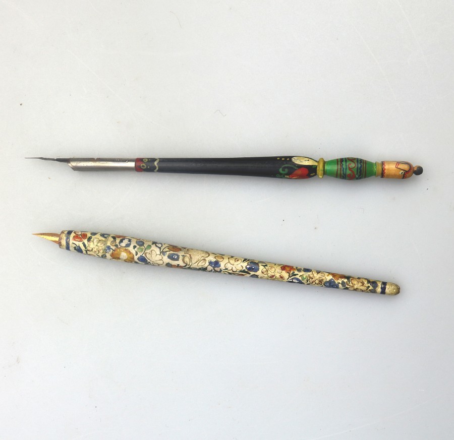 Antique Writing 2X Jozsef Schuler & other hand Painted Dip Pens C.19/early 20thC