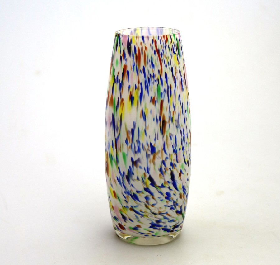 Art Glass : Art Deco cased glass splatter Vase C.20thC