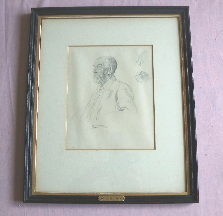 A good Augustus John framed Sketch with Sotheby's early valuation C. early 20thC