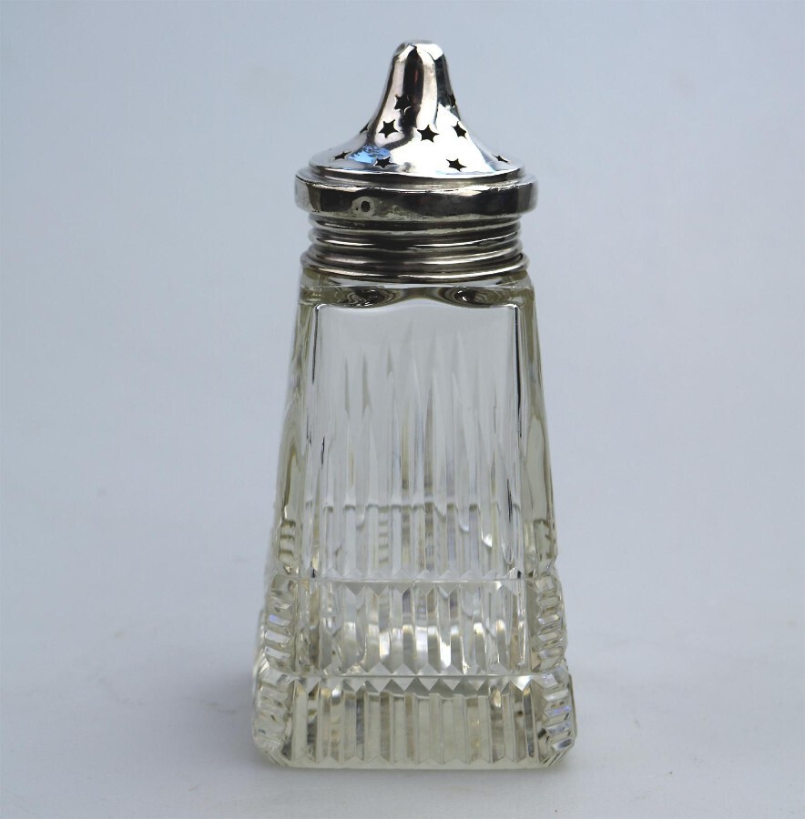 An antique cut / crystal glass Muffineer / Sugar Shaker / Caster 8 C.19thC