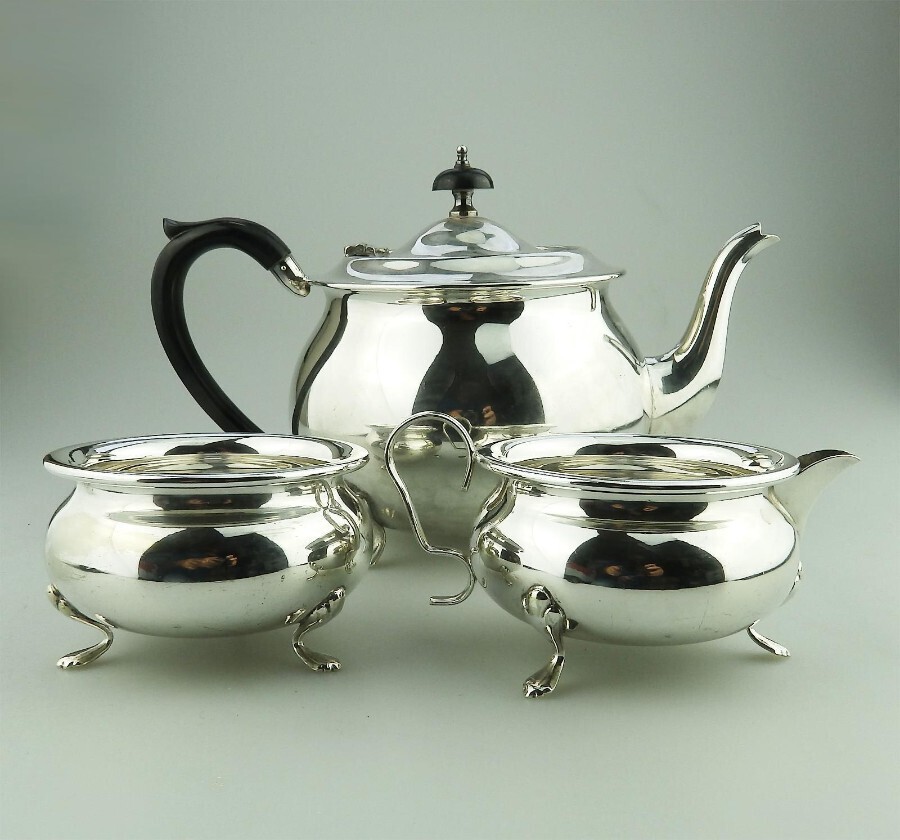 A three piece antique silver plate electroplate Tea Set - early 20thC