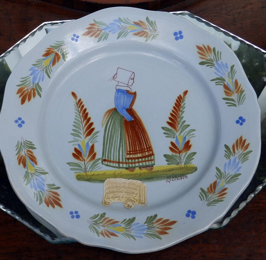A Henriot Quimper Faience Pottery : Plate - Label C.20thC
