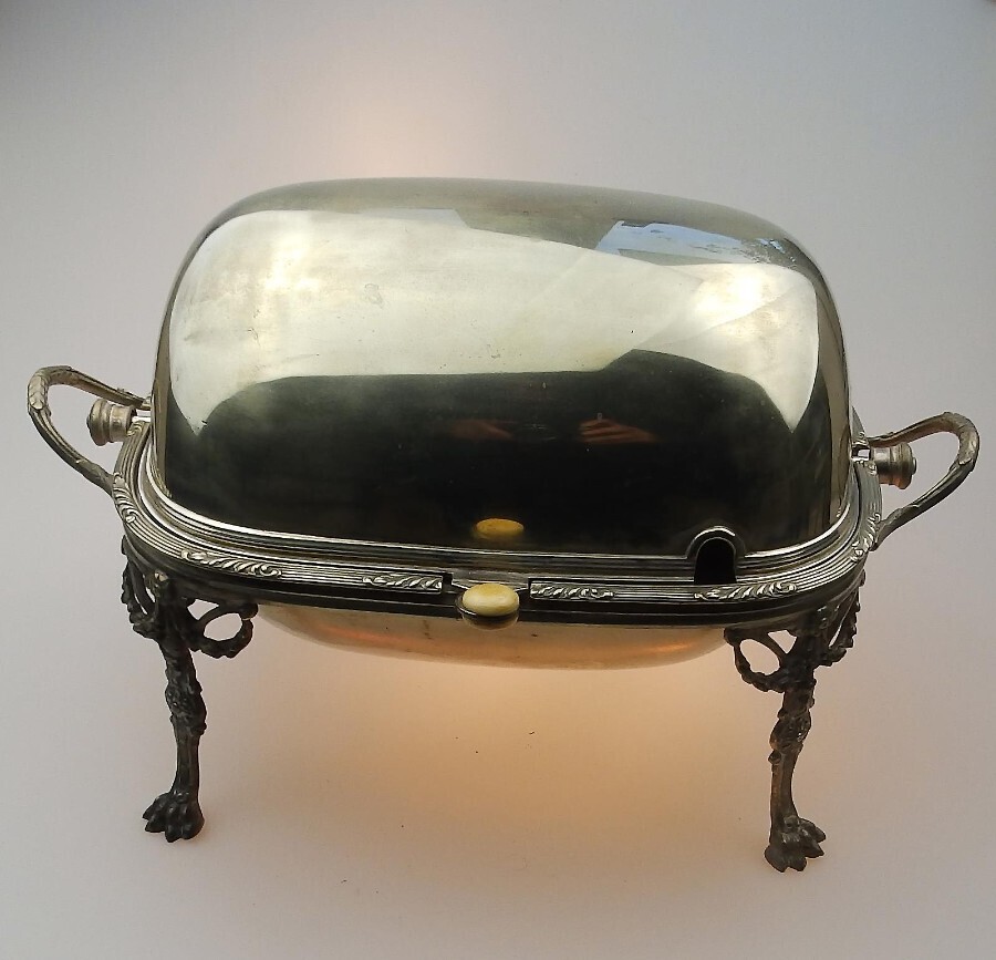 A rare antique silver plate roll top Breakfast Dish C.late 19th/early 20thC