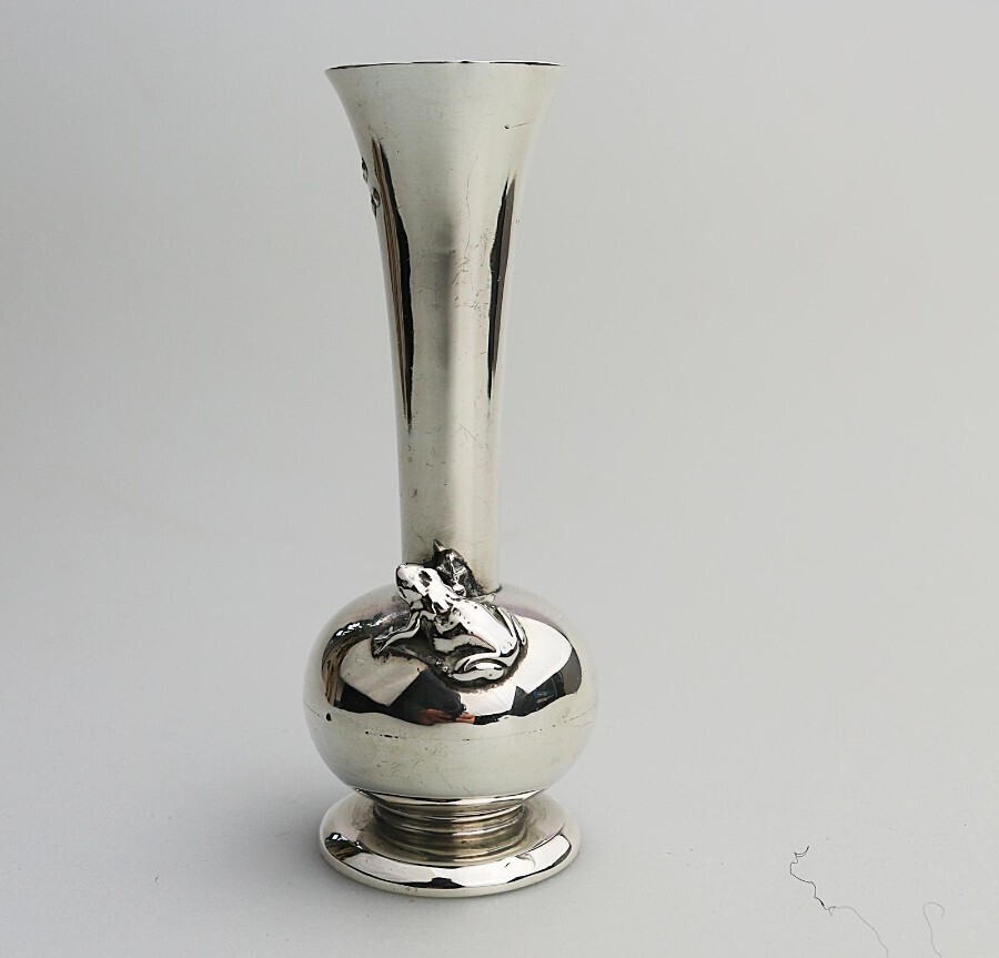 A novelty American antique 925 solid silver flared trumpet Vase C.19thC