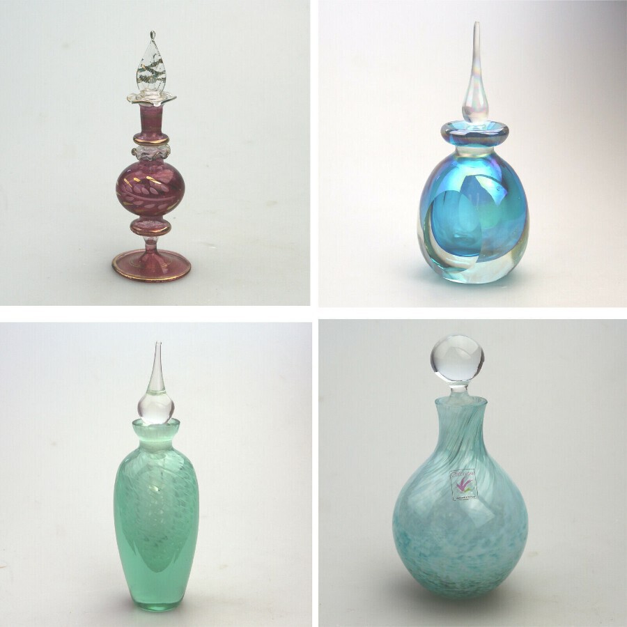 An interesting lot of 4X vintage Scent Bottles / Perfume Flasks 20thC