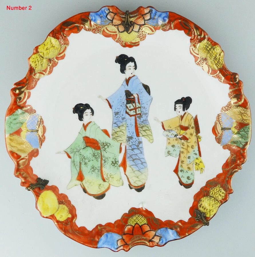 An antique Japanese Satsuma Kutani ceramic Charger / Wall Plate C.19thC
