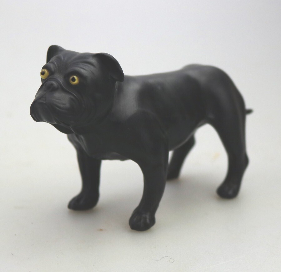 A scarce antique Wedgwood black basalt Bulldog modeled by Ernest Light C.1913+