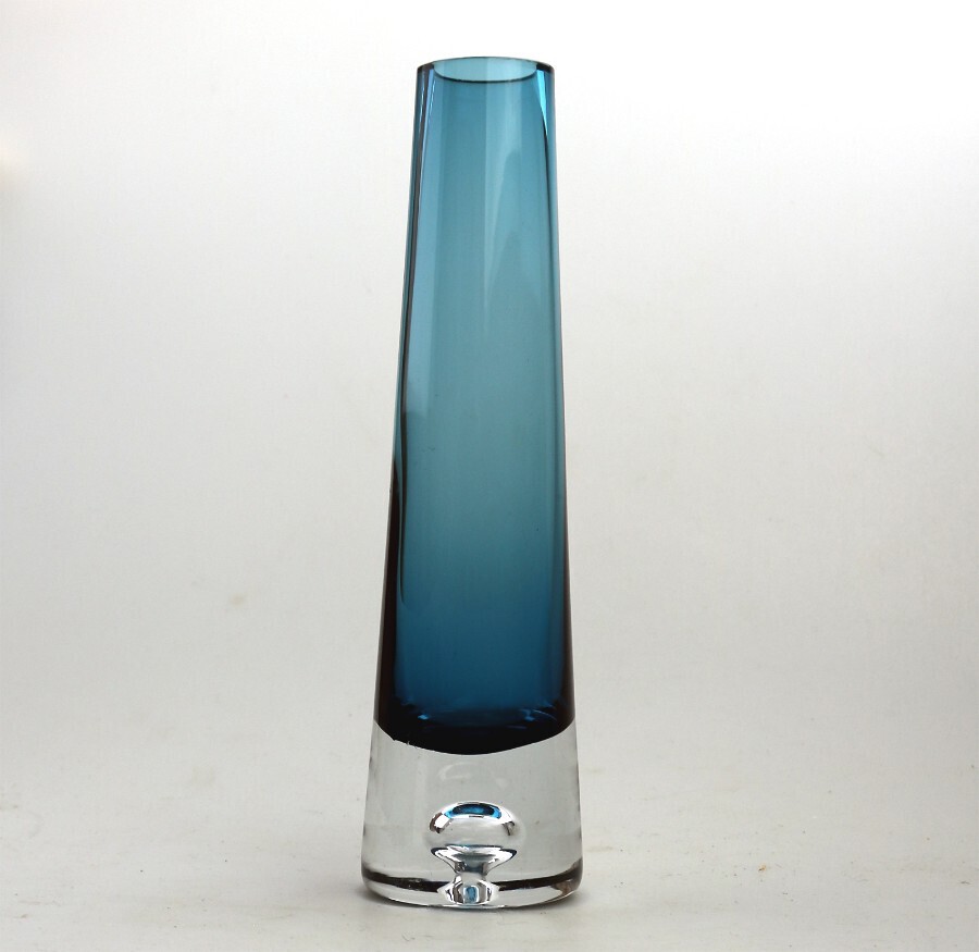 Attractive vintage Retro art glass teardrop Vase probably Scandinavian C.20thC