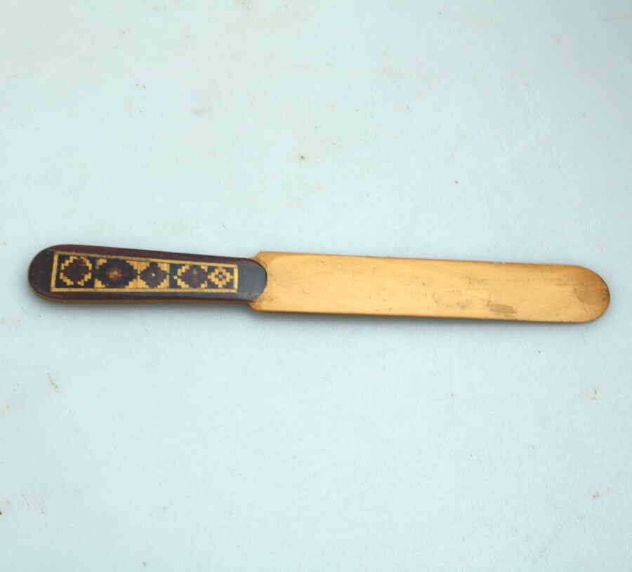 An antique Treen Tunbridge Ware Paper Knife / Letter Opener C.19thC