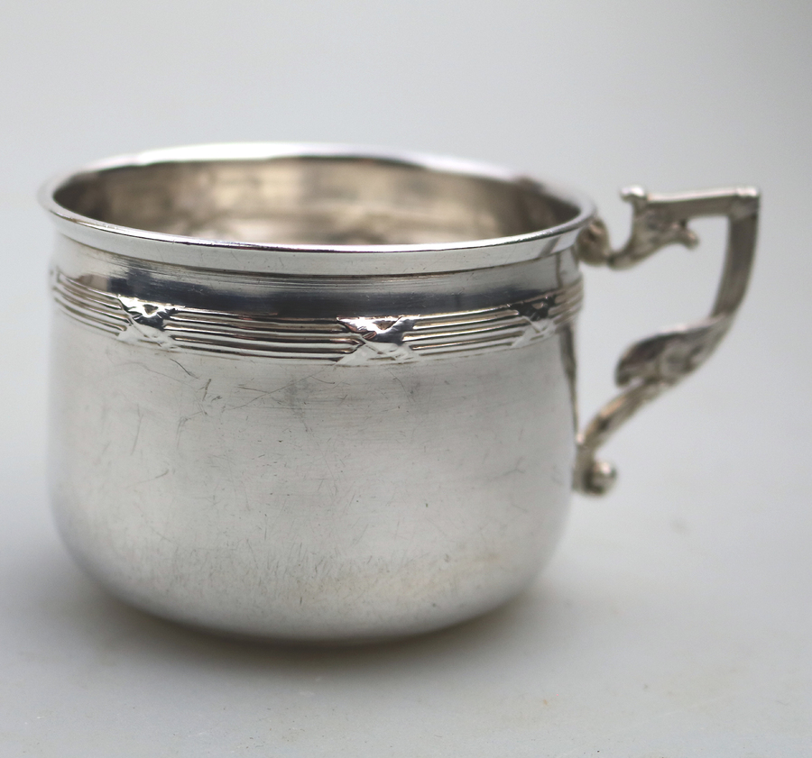 Attractive antique Continental French solid silver Secessionist Mug / Cup C.1900