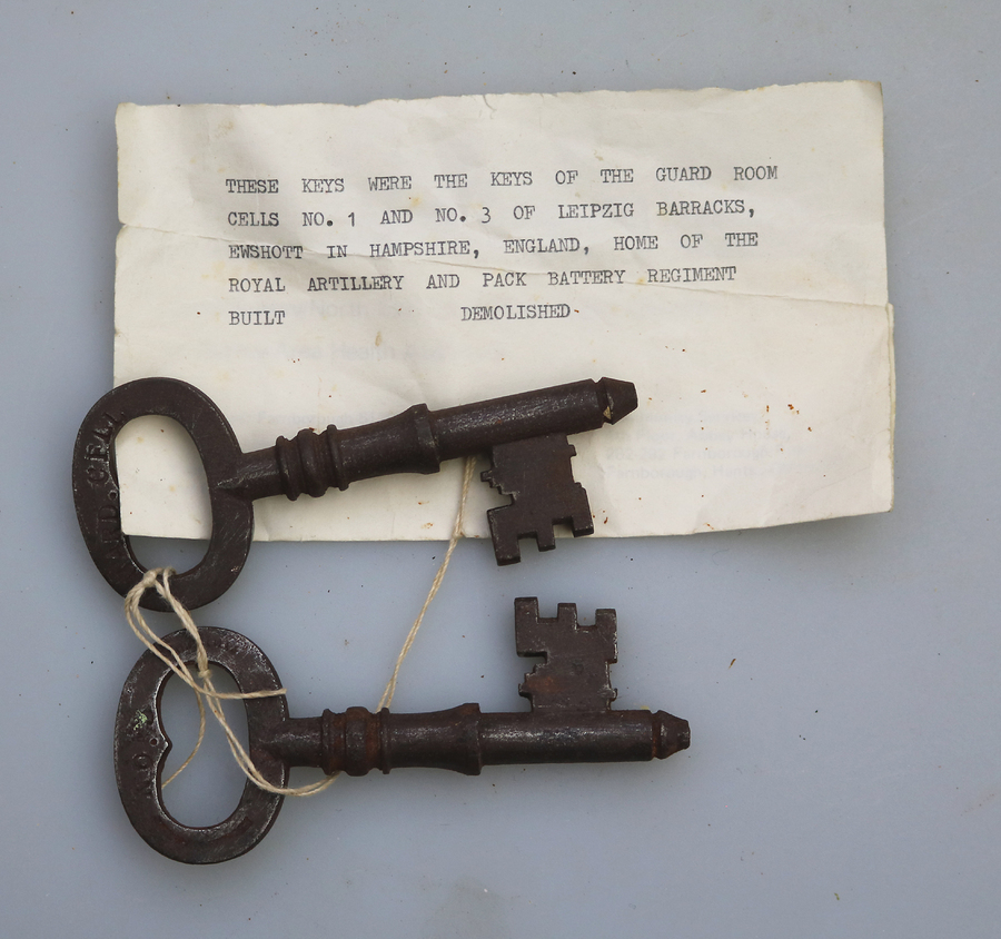 A pair of large antique Military Guard Room Keys from Leipzig Barracks