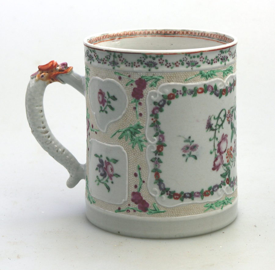 A fine & unusual antique Chinese famille rose export porcelain Tankard C.18thC