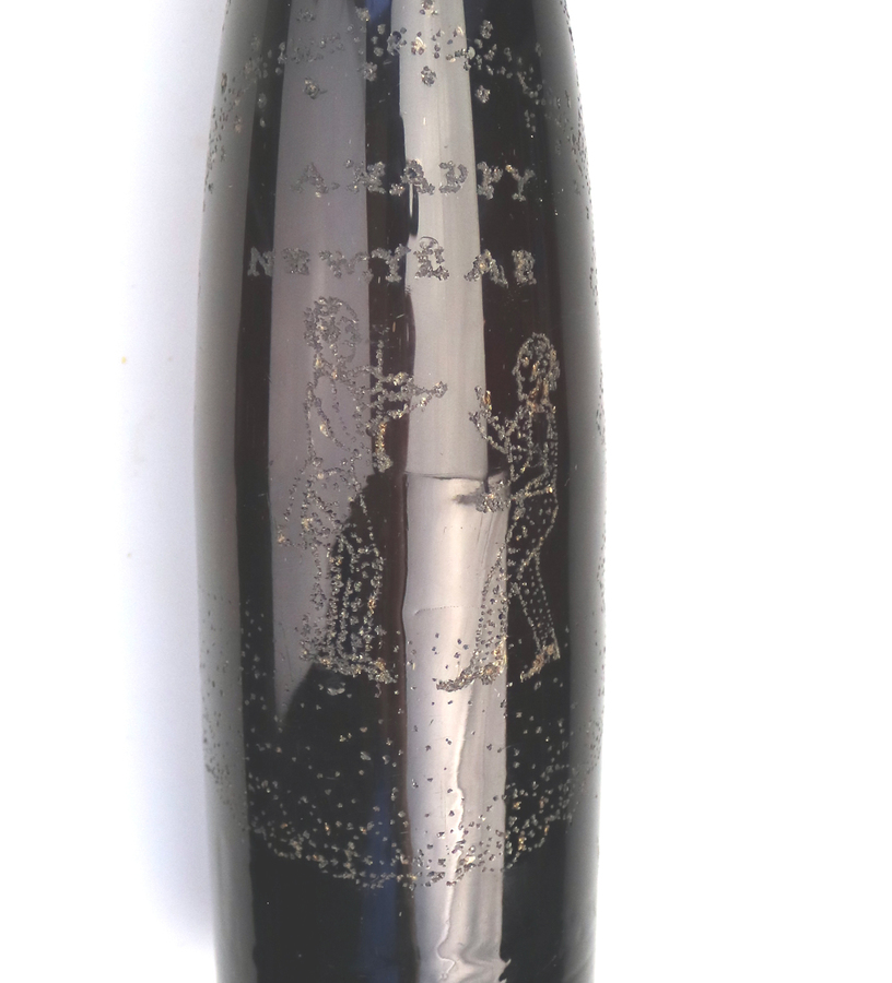 An unusual antique novelty engraved Love Token Hock Bottle C,19thC