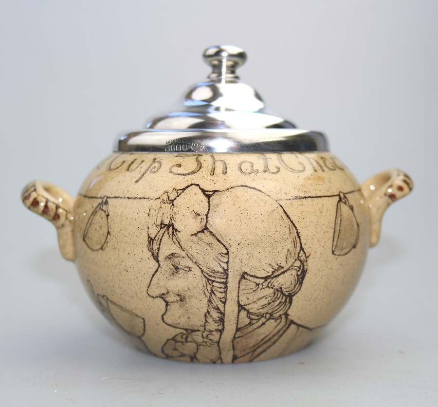 An attractive & good Royal Doulton stoneware Motto ware lidded Bowl - Tea C.1915