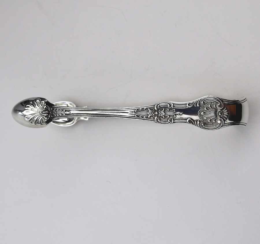 A very good pair antique Victorian solid silver Kings Sugar Tongs C1873