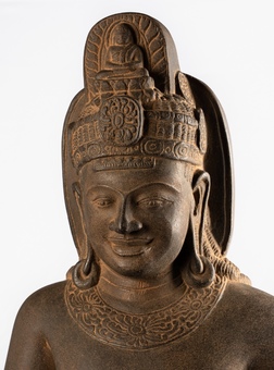 Antique Antique Phnom Da Style Stone Guimet Museum Bodhisattva Avalokiteshvara Compassion - 101cm/40