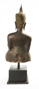 Antique Antique Buddha Statue - Antique Thai Style Bronze Ayutthaya Abhaya Protection Buddha Statue - 68cm/27