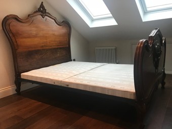 Antique Louis XV Style French Walnut Double Bed