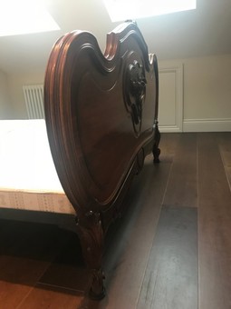 Antique Louis XV Style French Walnut Double Bed