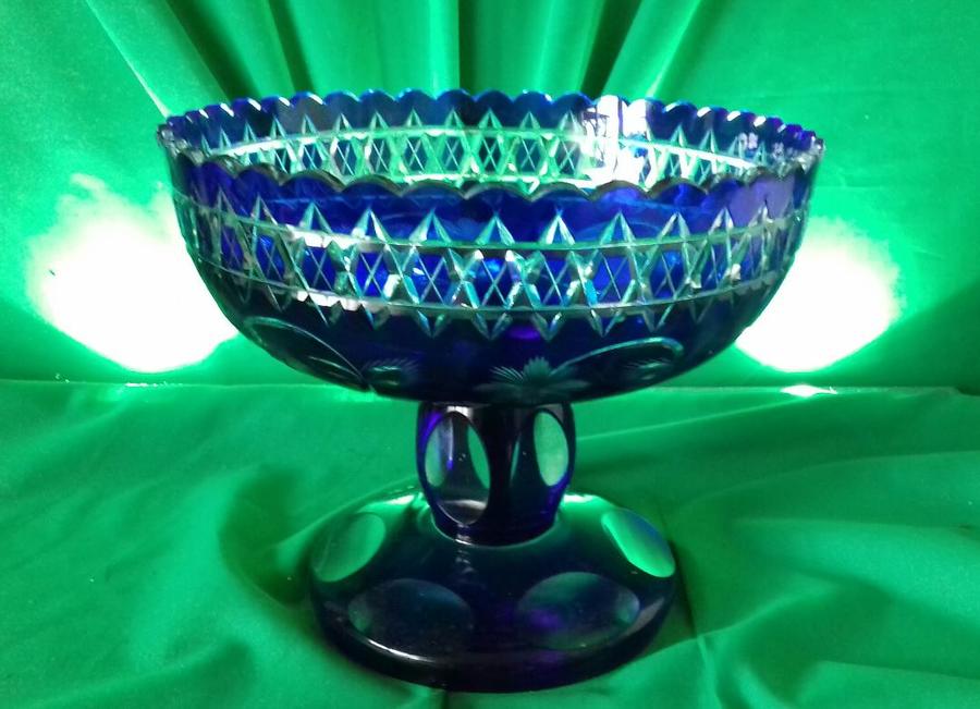 Victorian Bristol Blue cut glass Fruit Bowl