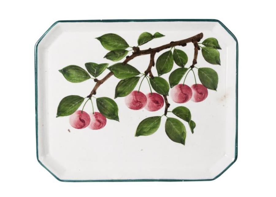 A Wemyss ware pottery canted rectangular tray