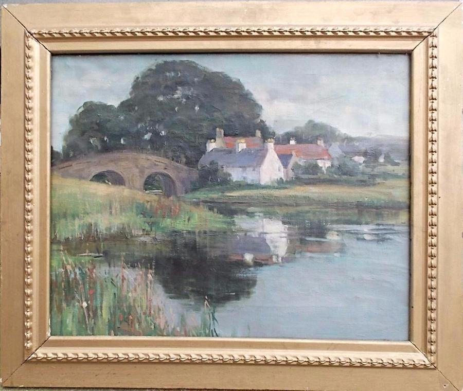 SOLD Isabel Hutchison Oil on canvas. dated 1897 Callander Bridge