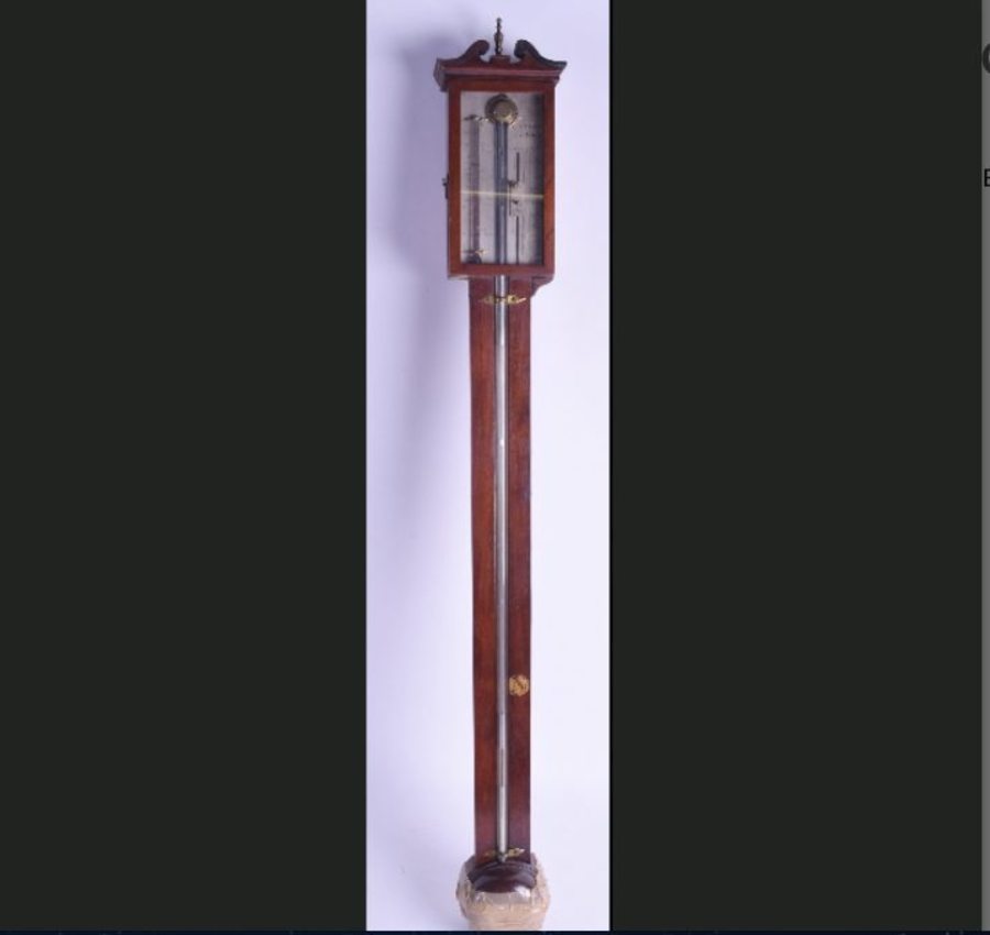 19th century mahogany stick baromiter by Cattle of London