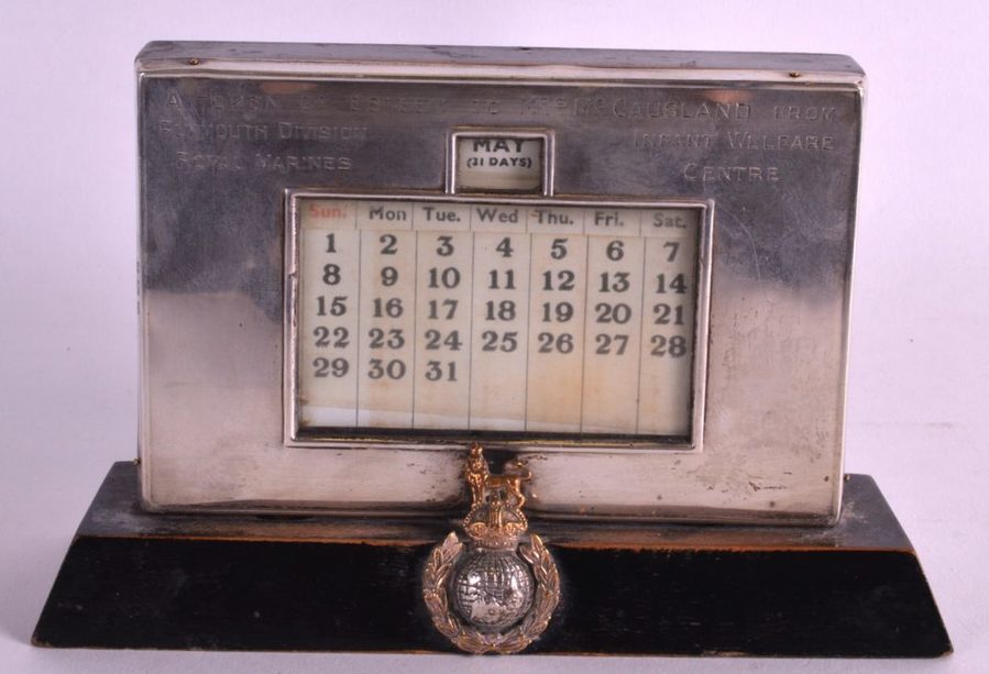 EARLY 20TH C ENGLISH SILVER HALLMARKED DESK CALENDAR