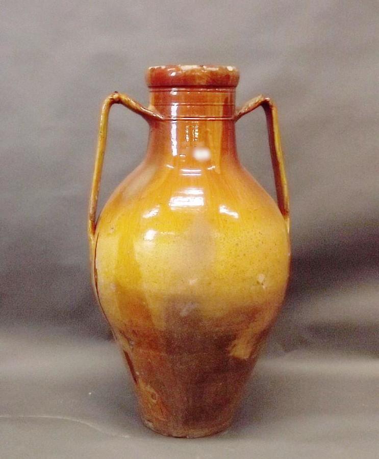 SOLD Huge 40inch Victorian slip glazed terracotta amphora.