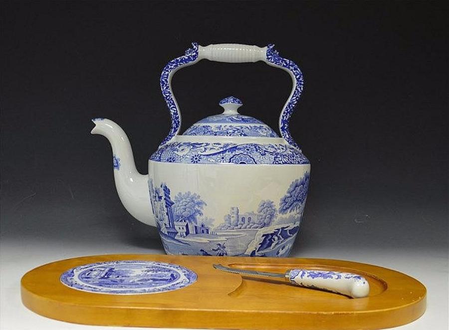 Spode Blue and White Large Kettle