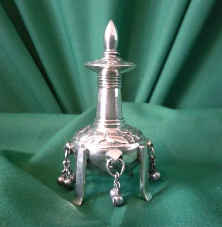 Chinese silver scent bottle. Circa 1890