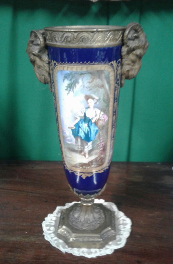 19th century French Sevres style porcelain urn.