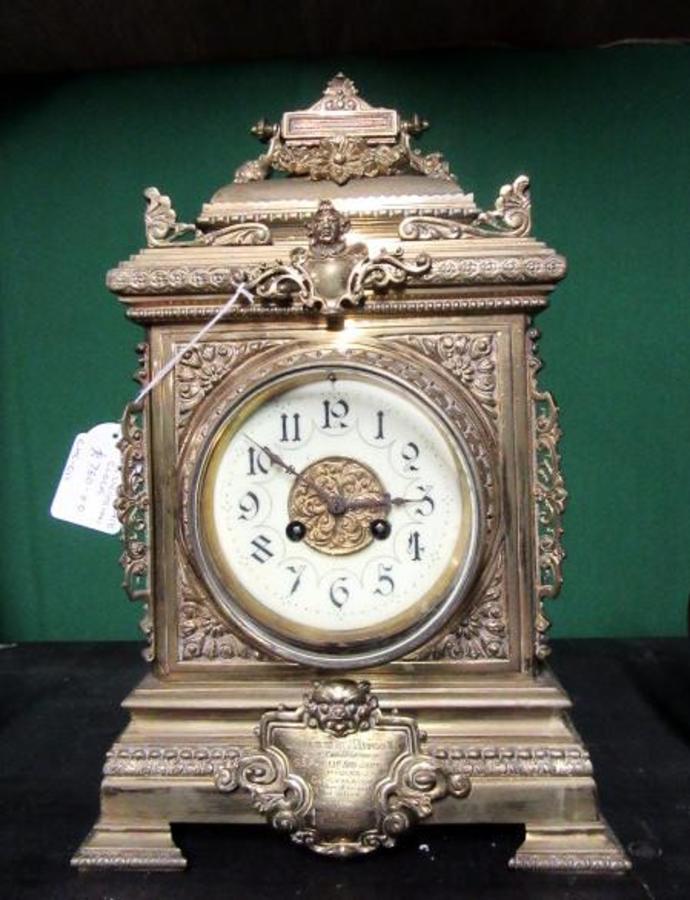 Large Victorian Ornate brass bracket clock