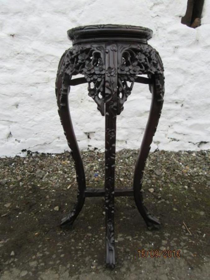 SOLD Victorian marble top chinese rosewood stand