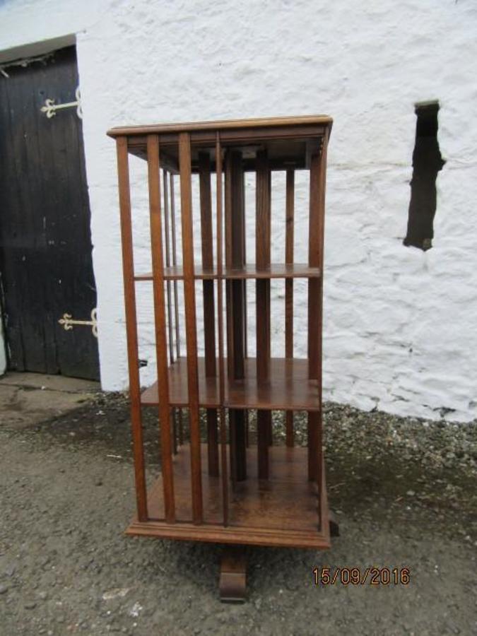 Edwardian oak revolving bookcase