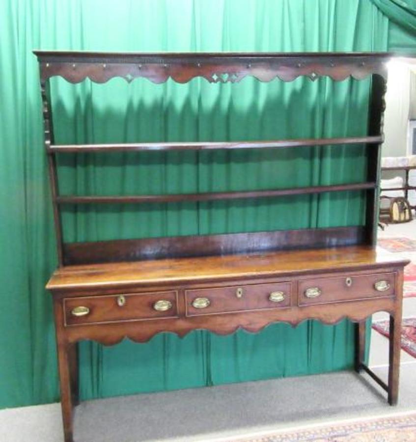 Georgian Welsh fruitwood plate back dresser.