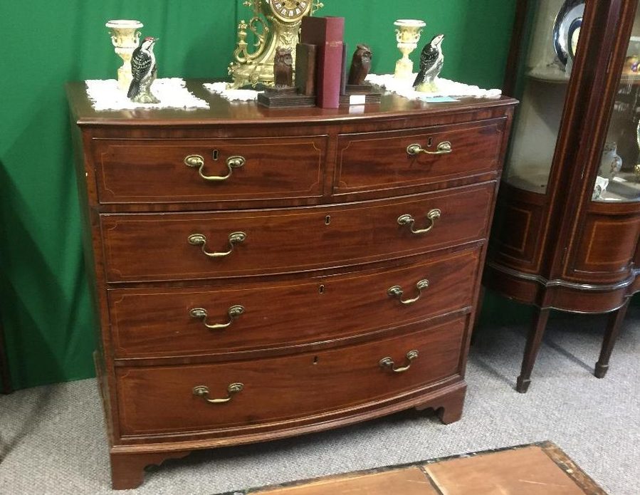 Geo III mahogany inlaid chest of drawers