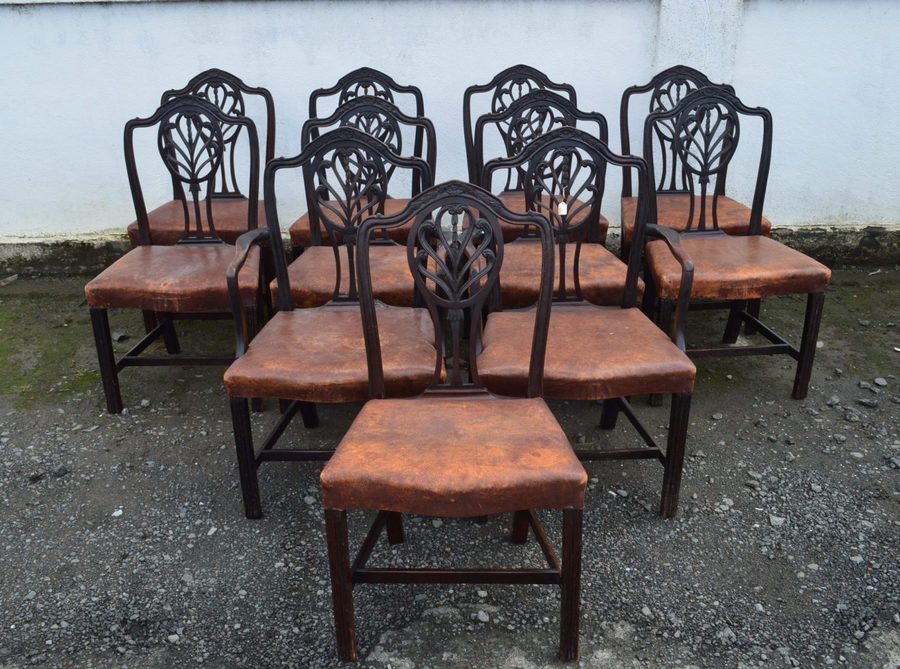 Set of 11 Geo III mahogany dining chairs