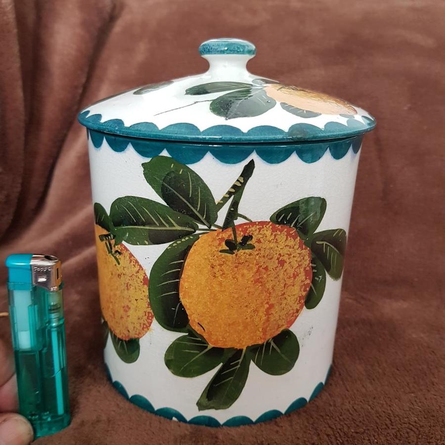 Large Wemyss lidded biscuit barrel decorated with oranges