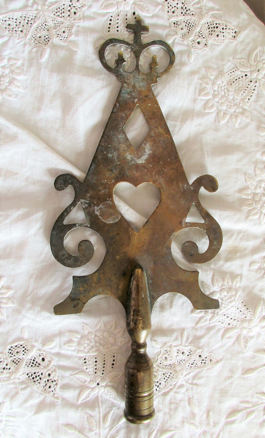 Antique Antique English Victorian Friendly Society Brass Pole Head ~ Paulton, Somerset