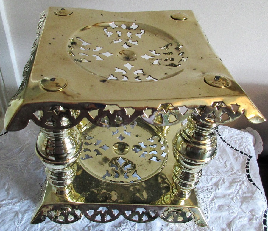 Antique Antique English Victorian Brass Two Tier Trivet