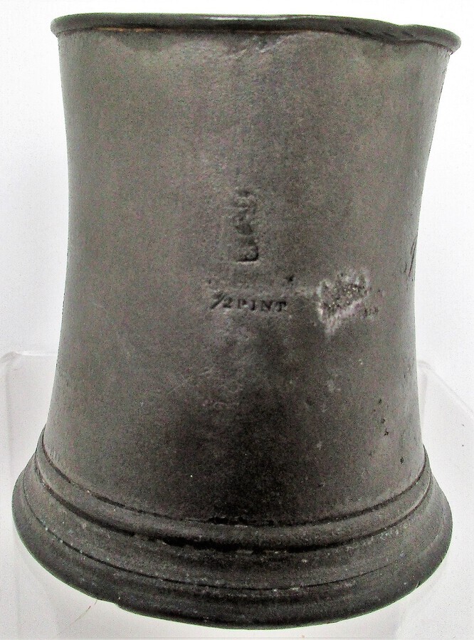 Antique Antique English Georgian Pewter Half Pint Concave Mug