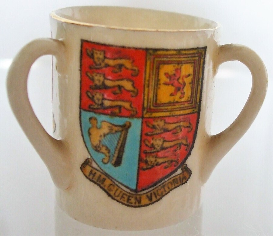Antique W.H. Goss ~ Fairy Three Handled Loving Cup ~ A.C.C. No. 475 ~ Essex ~ Clacton-on-Sea ~ H.M. Queen Victoria