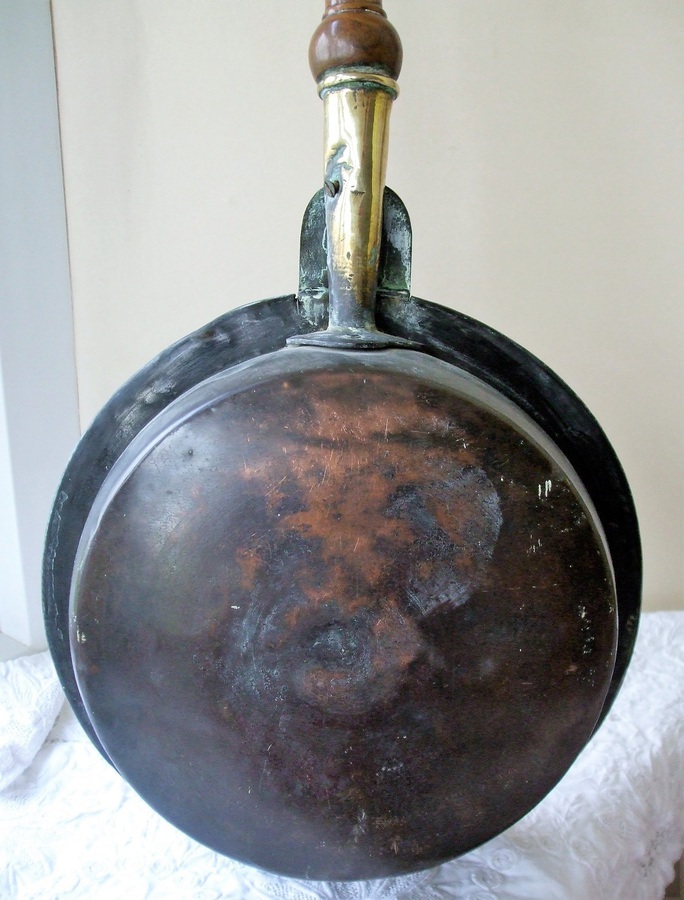 Antique Antique English Georgian Brass and Copper Warming Pan