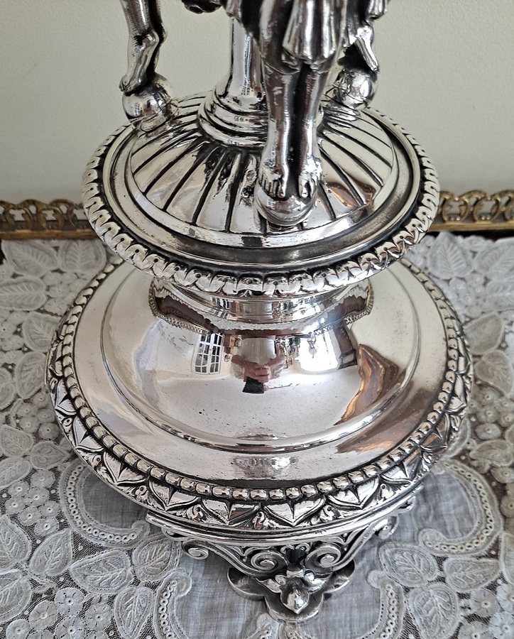 Antique Antique English Victorian Silver Plated Oil Lamp