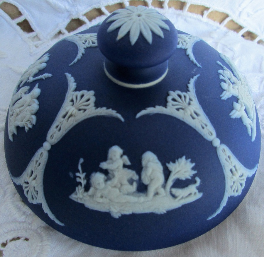 Antique Antique English Victorian Wedgwood Jasper Ware Tobacco Jar and Cover
