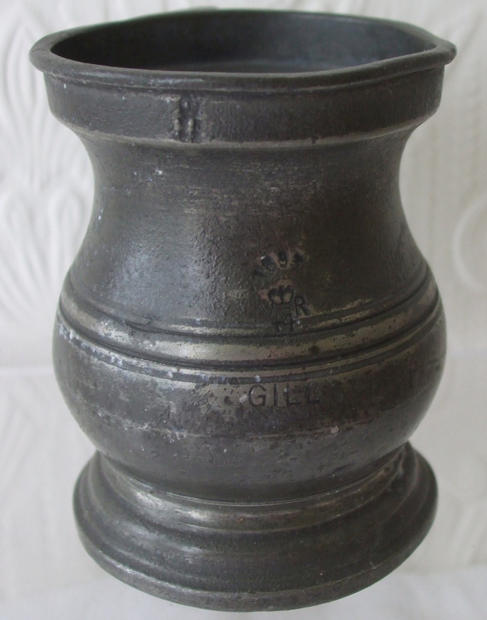 Antique Antique English Victorian Pewter Gill Baluster Measure