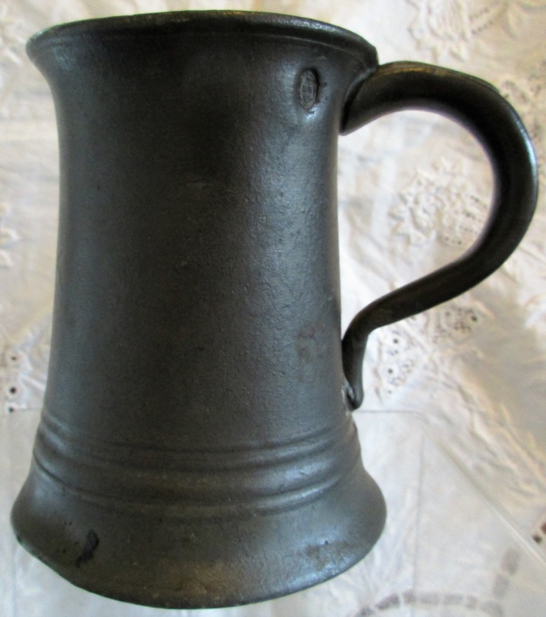 Antique Antique English Victorian Pewter Half Pint Concave Mug
