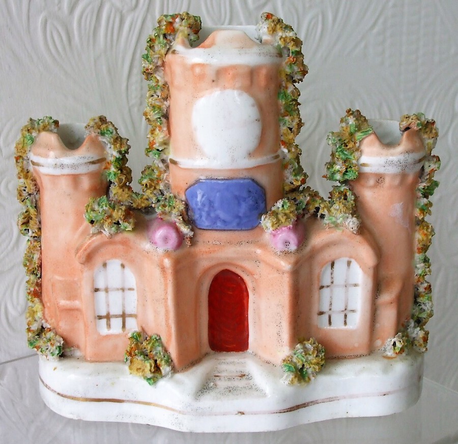 Antique Antique English Victorian Staffordshire Pottery Castle